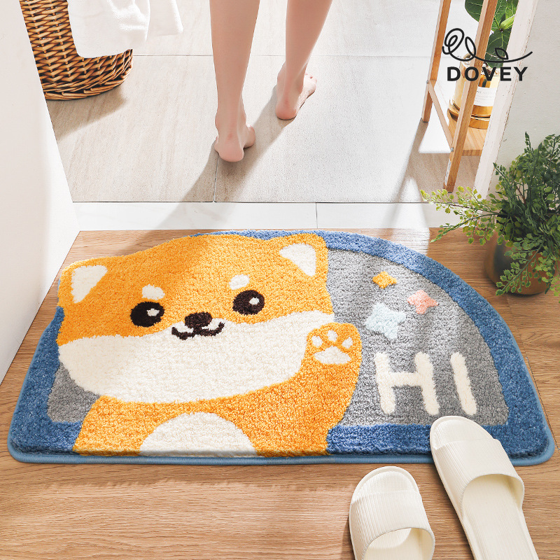 Polyester Fiber Cartoon Animal Floor Mats, Entrance Door Wear-resistant Mats,  Household Bathroom Bathroom Water-absorbent Mats - Temu