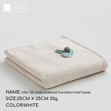 Ziorca LIFE+ Gauze Terry 2 Side 3D Embroidered Handkerchief Towel 25 x 25cm 100% Long Staple Cotton Absorbent Super Soft Infant Baby Friendly