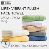 Ziorca LIFE+ Vibrant Plush Face Towel 35 x 75cm 165g 100% Cotton Long Staple Cotton Absorbent Super Soft Adult Face Towel Infant Baby Friendly