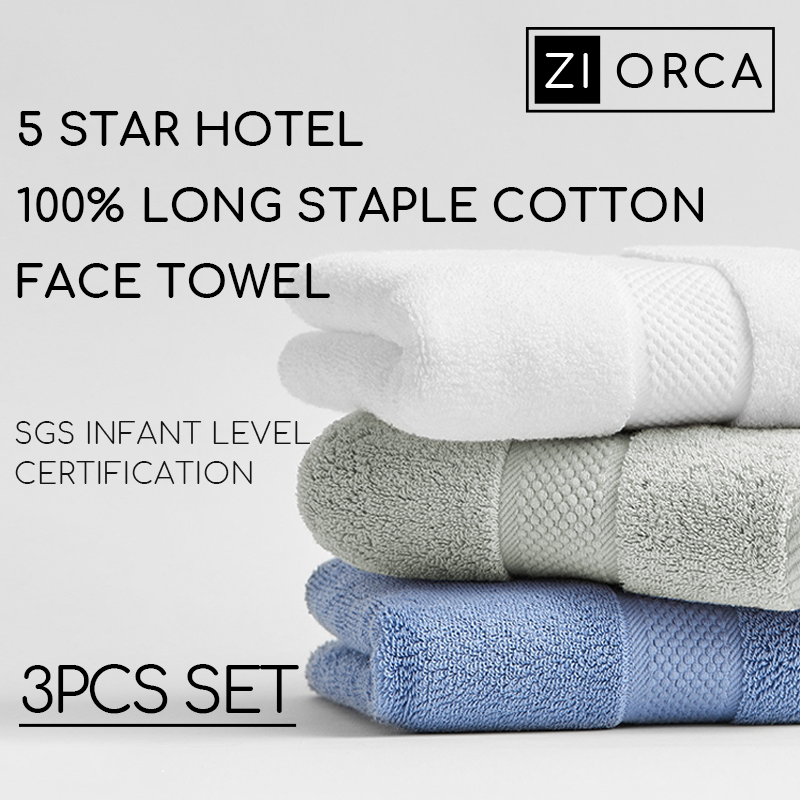 Ziorca 5 Star Hotel 100% Long Staple Cotton Face Towel 34*78cm 140g Absorbent Super Soft Adult Face Towel Infant Baby Friendly
