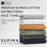 Ziorca Supima Antibacterial Face Towel 35 x 75cm 130g 100% Pima Cotton Absorbent Super Soft Adult Face Towel Infant Baby Friendly