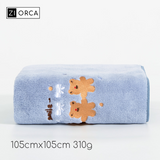 Ziorca Cute Embroidery Antibacterial Kid Bath Towel 105 x 105 cm 310g Coral Fleece baby boy girl infant friendly new born big absorbent super soft thick adult bath towel infant baby towel