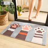 Ziorca Flannel Cats Paw Floor Mat Bathroom Doorway Water Absorbent Foot Rugs Long Bedroom Non Slip Doormat living room