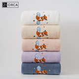 Ziorca Puppy Embroidery Coral Fleece Bath Towel 170cm x 90cm 400g Beach Towel big absorbent super soft adult bath towel Infant Baby Friendly