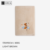 Ziorca Puppy Embroidery Coral Fleece Bath Towel 170cm x 90cm 400g Beach Towel big absorbent super soft adult bath towel Infant Baby Friendly