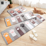 Ziorca Flannel Cats Paw Floor Mat Bathroom Doorway Water Absorbent Foot Rugs Long Bedroom Non Slip Doormat living room