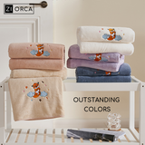 Ziorca Puppy Embroidery Coral Fleece Bath Towel 170cm x 90cm 400g Beach Towel big absorbent super soft adult bath towel Infant Baby Friendly